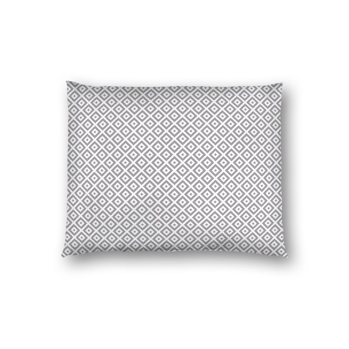 Off-white Cotton Sateen Pillow Sham, Grey Repeating Square Motif Print, Off-white Revese Side, Standard - 20 x 26 inches
