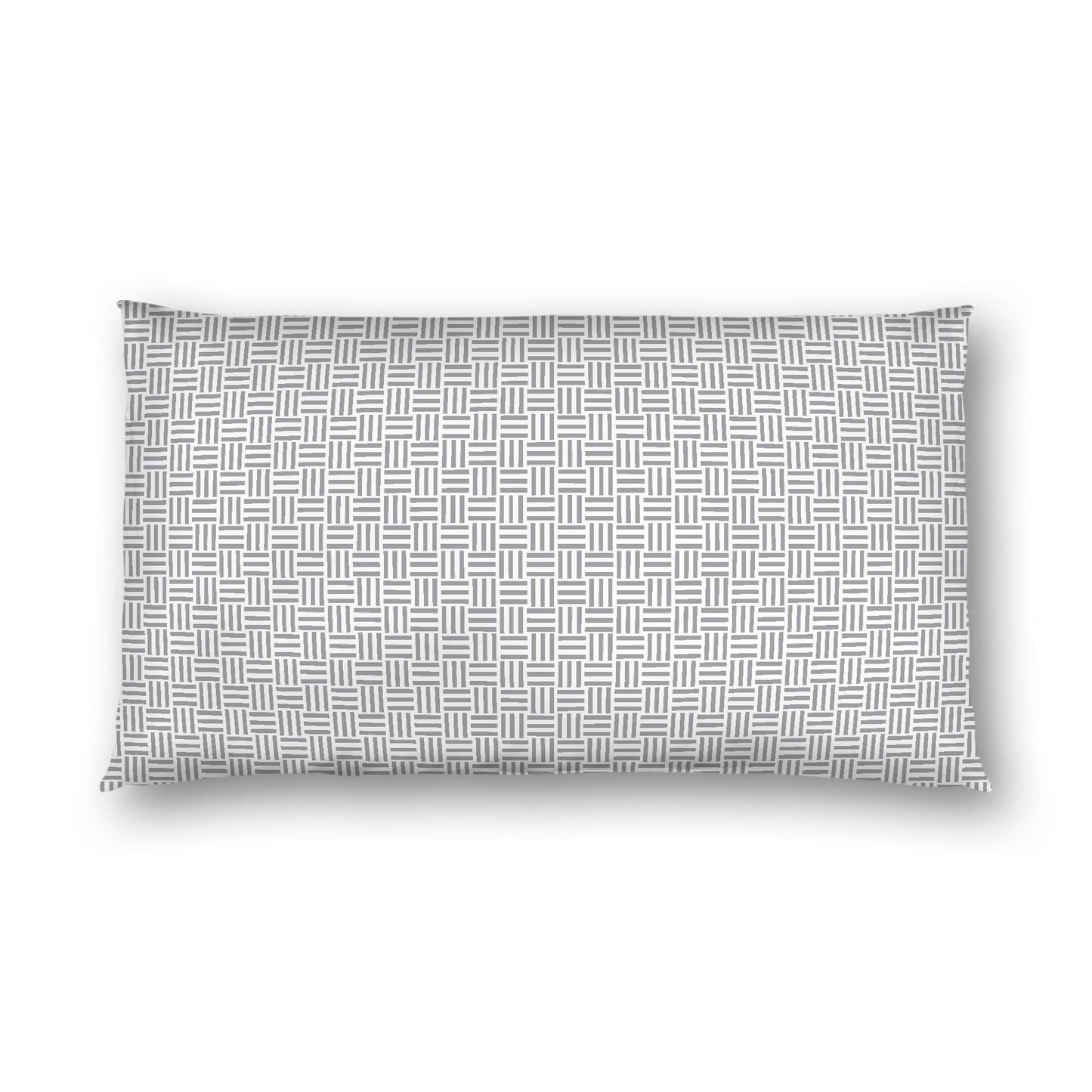Off-white Cotton Sateen Pillow Sham, Grey Single Weave Motif Print, White Reverse Side, King - 20 x 36 inches