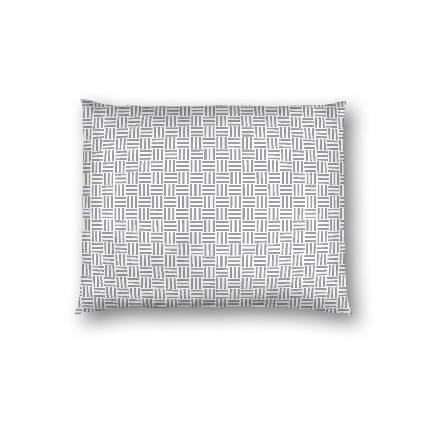 Off-white Cotton Sateen Pillow Sham, Grey Single Weave Motif Print, White Reverse Side, Standard - 20 x 26 inches