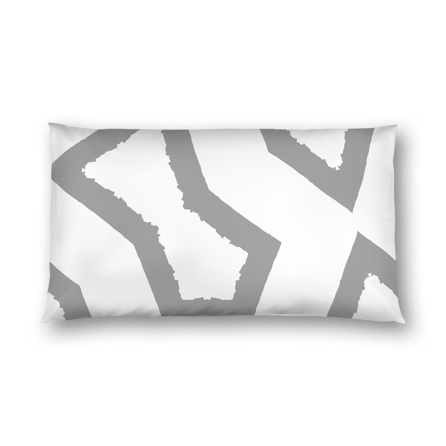 Off-white Cotton Sateen Sham, Bold Grey Graphic on Front, White Reverse Side, King - 20 x 36 inches