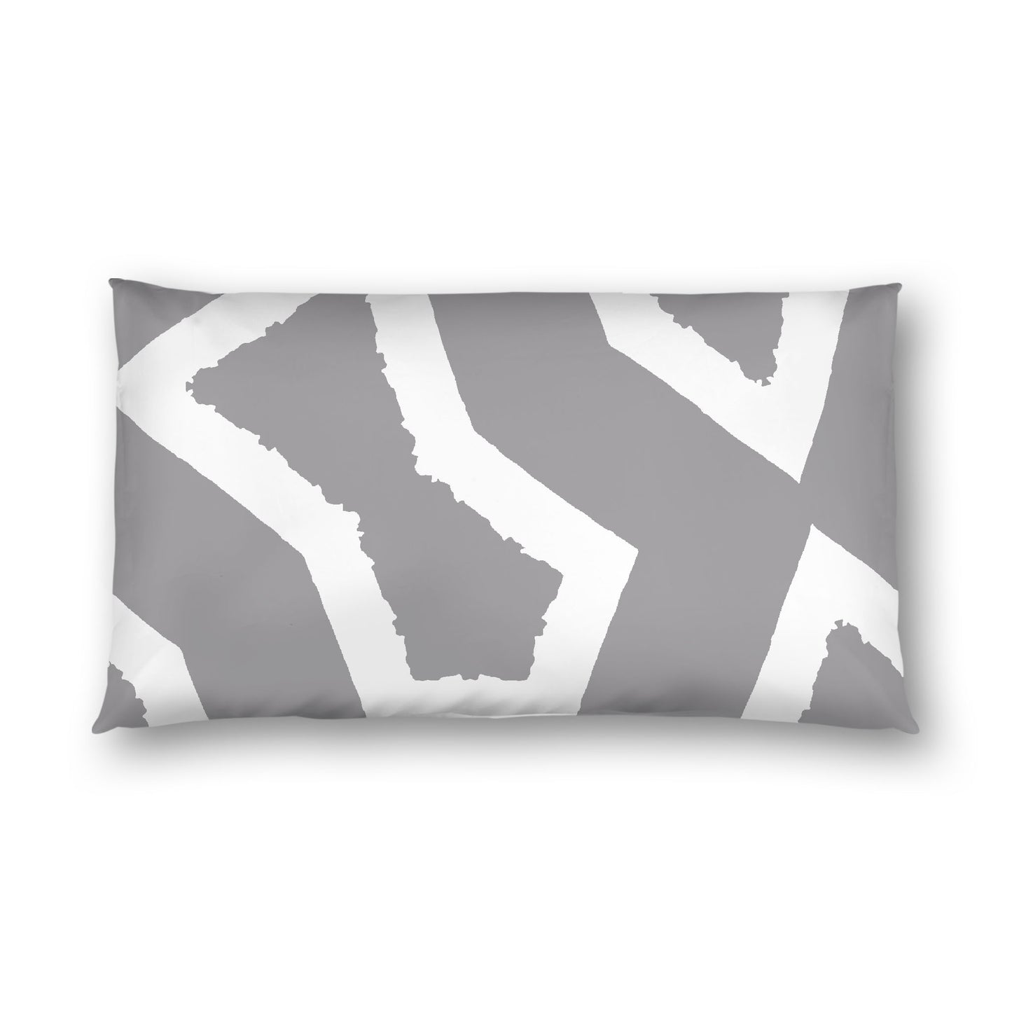 Grey Cotton Sateen Sham, Bold Off-white Graphic on Front, White Reverse Side, King - 20 x 36 inches