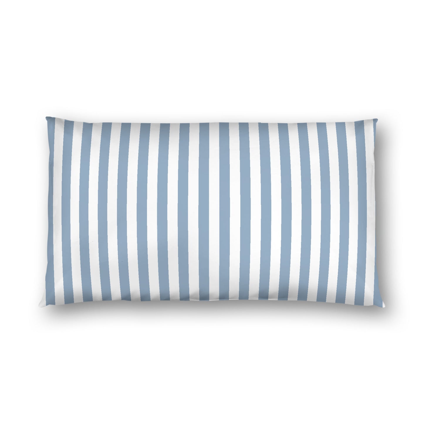 Off-white Cotton Sateen Sham, Blue Bars on Front, White Reverse Side, King - 20 x 36 inches