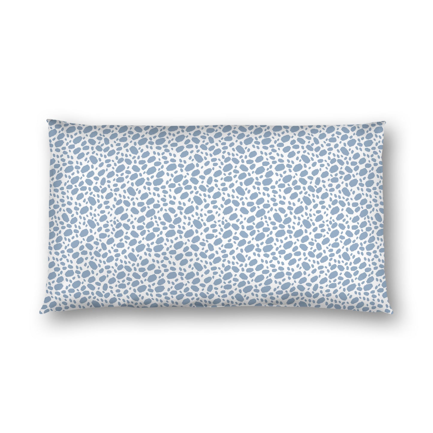 Off-white Cotton Sateen Pillow Sham, Blue Hand-painted Dab Motif Print, Off-white Revese Side, King - 20 x 36 inches