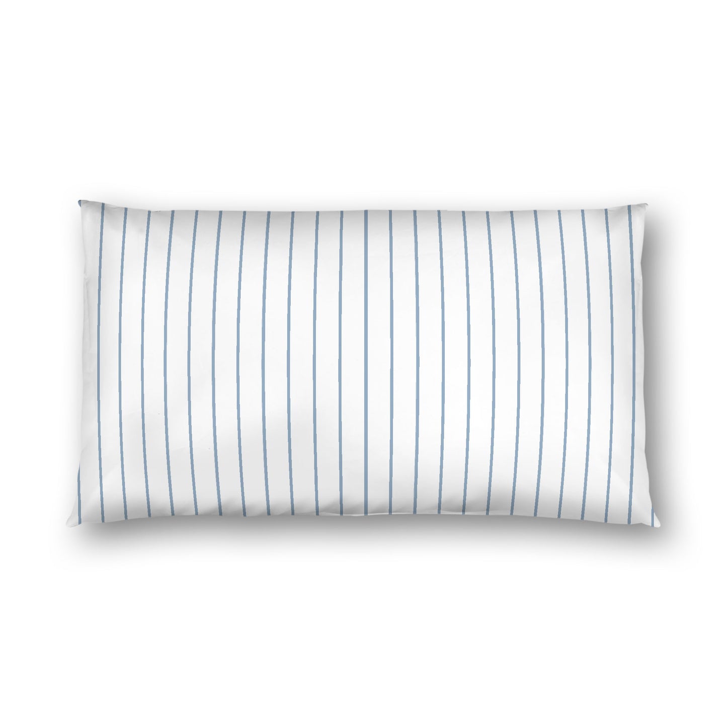 Off-white Cotton Sateen Sham, Blue Stripes on Front, White Reverse Side, King - 20 x 36 inches