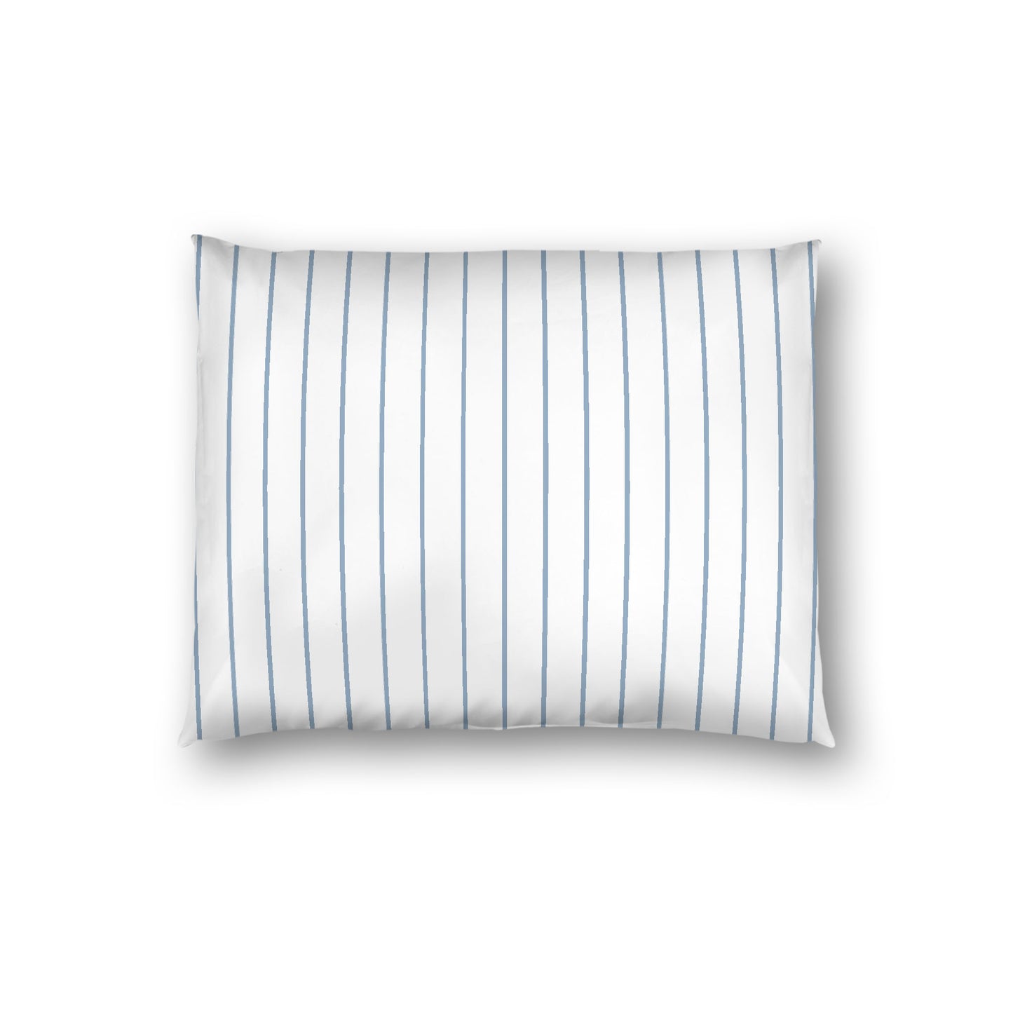 Off-white Cotton Sateen Sham, Blue Stripes on Front, White Reverse Side, Standard - 20 x 26 inches