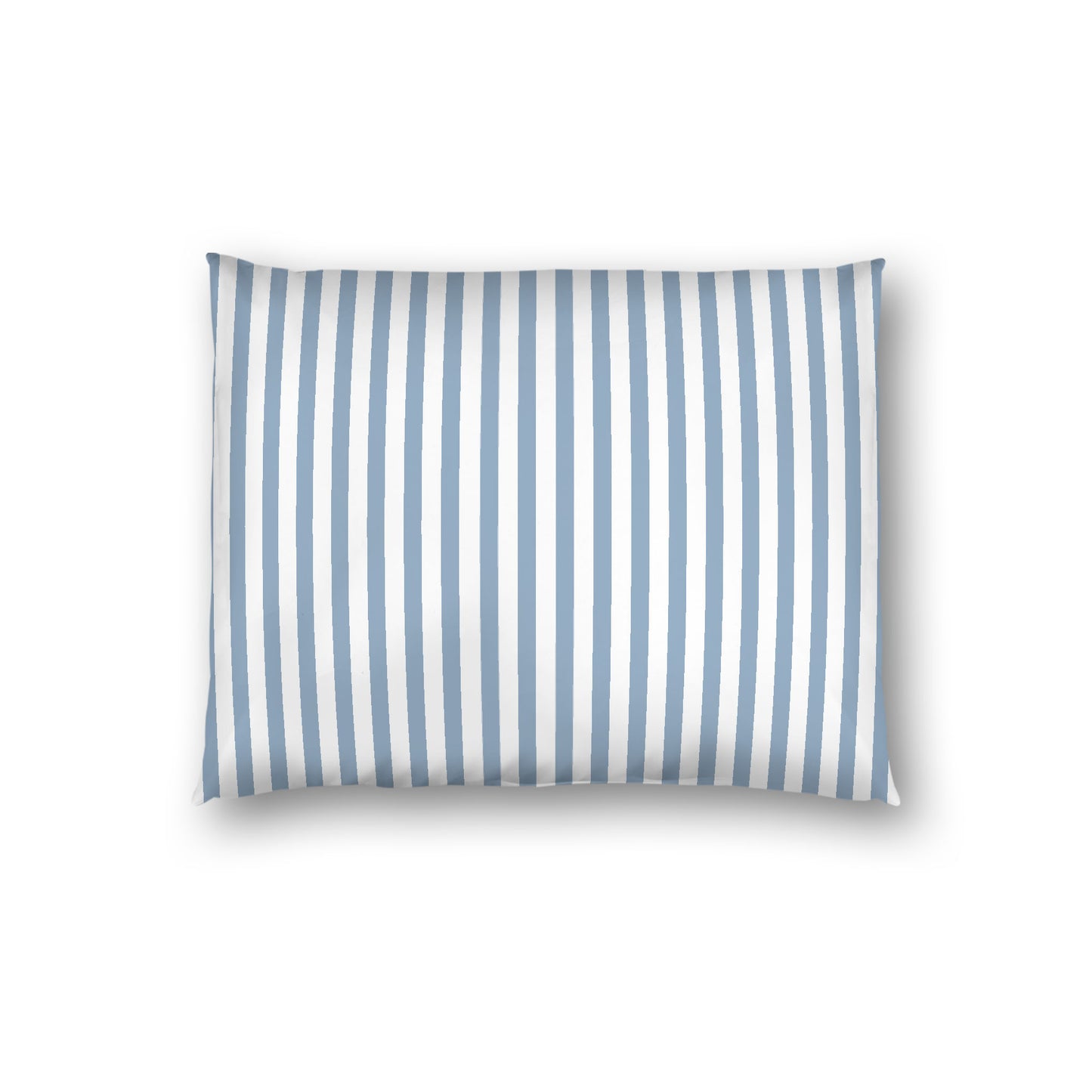 Off-white Cotton Sateen Sham, Thin Blue Bars on Front, White Reverse Side, Standard - 20 x 26 inches