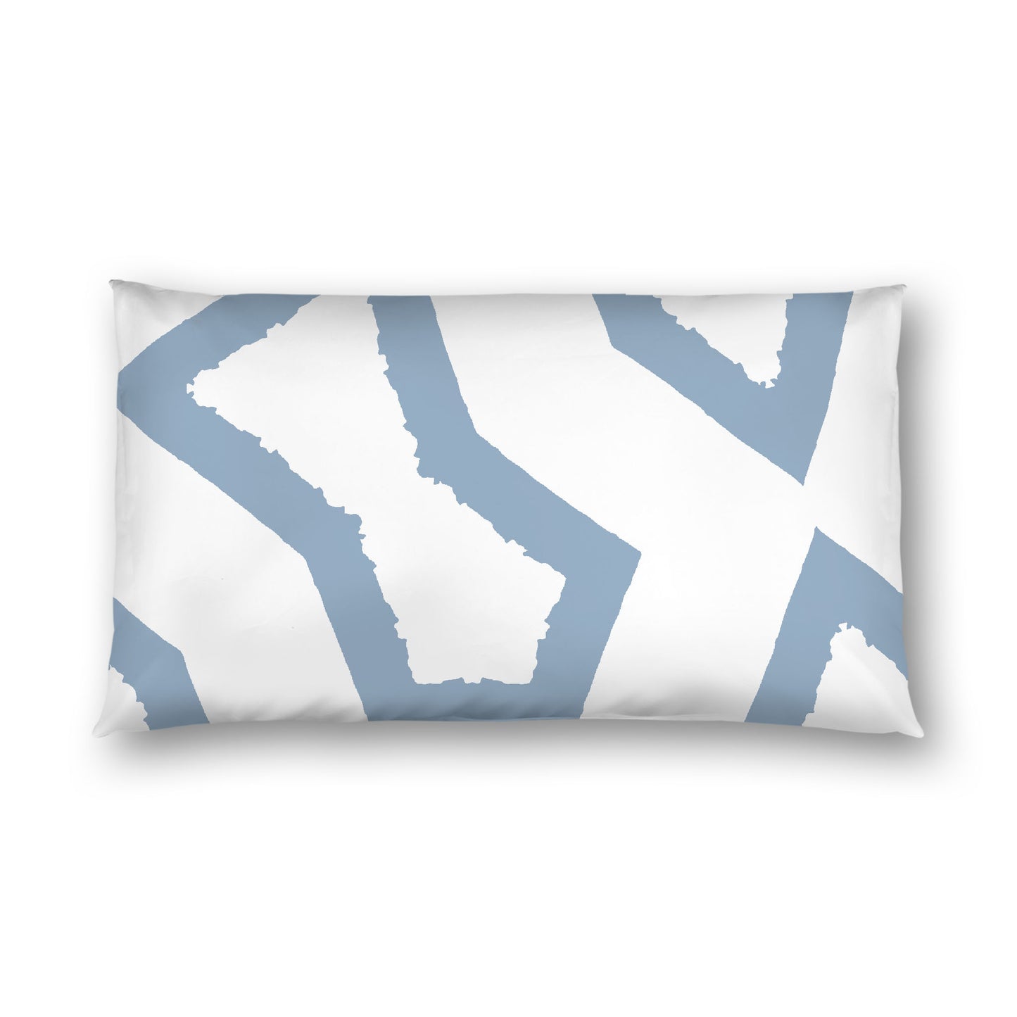 Off-white Cotton Sateen Sham, Bold Blue Graphic on Front, White Reverse Side, King - 20 x 36 inches