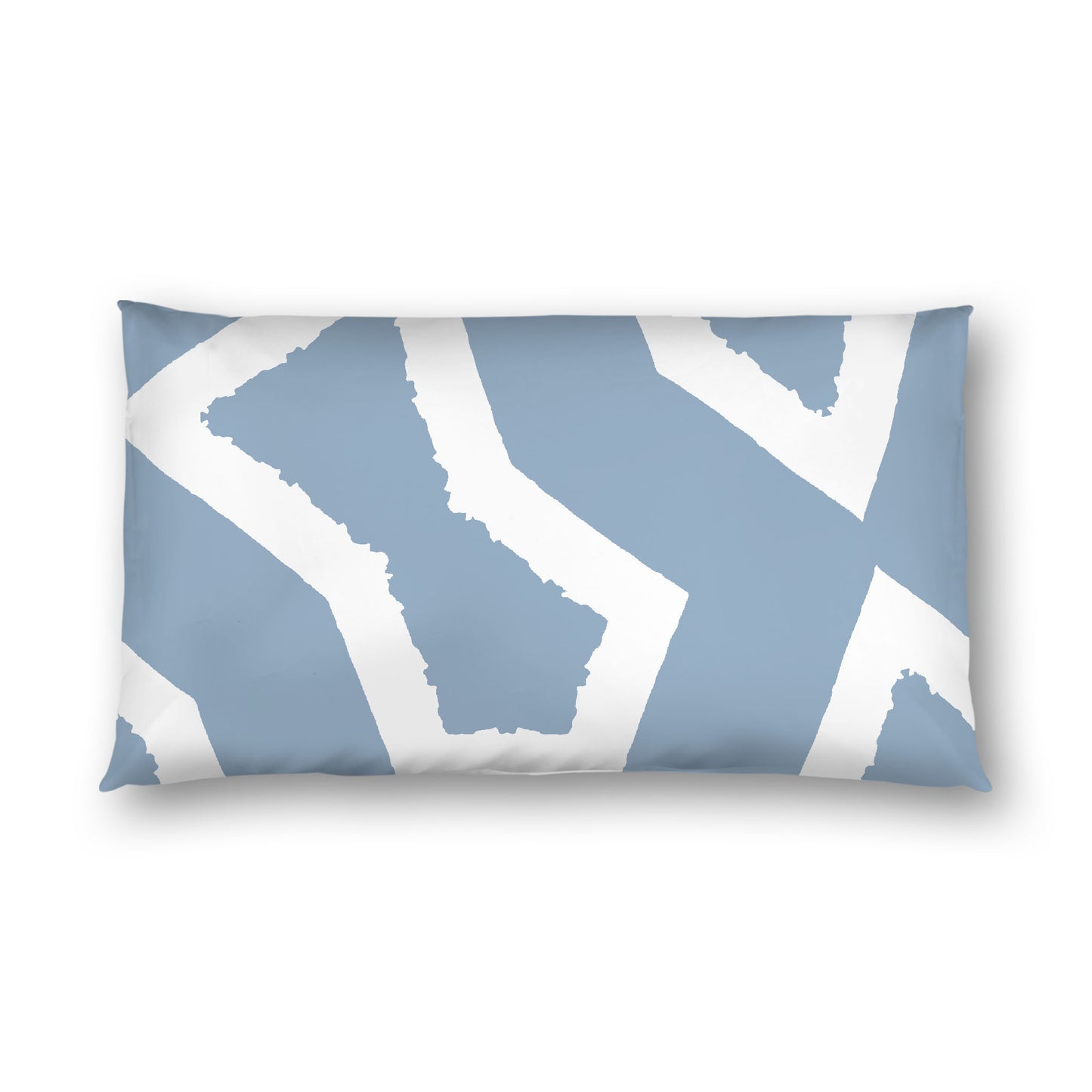 Blue Cotton Sateen Sham, Bold Off-white Graphic on Front, White Reverse Side, King - 20 x 36 inches