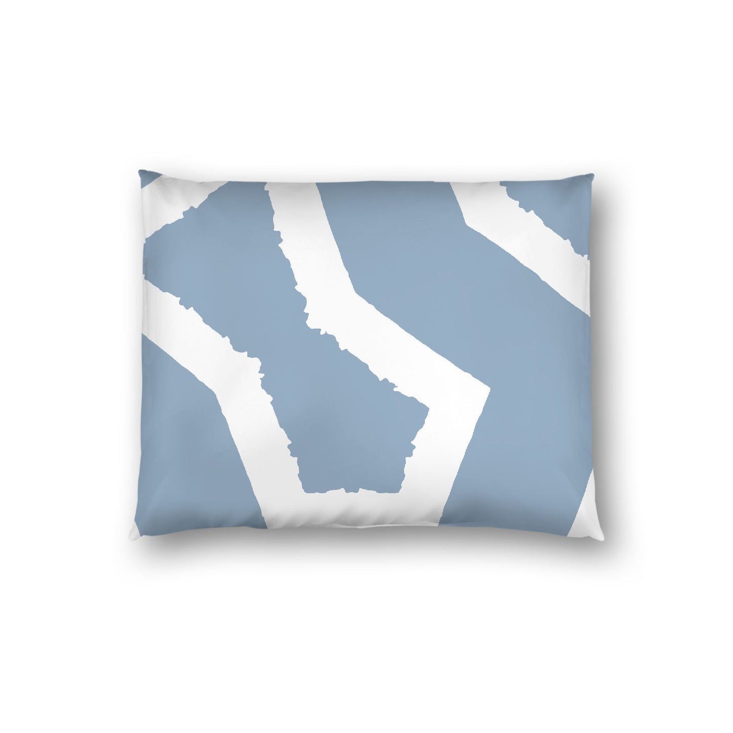 Blue Cotton Sateen Sham, Bold Off-white Graphic on Front, White Reverse Side, Standard - 20 x 26 inches