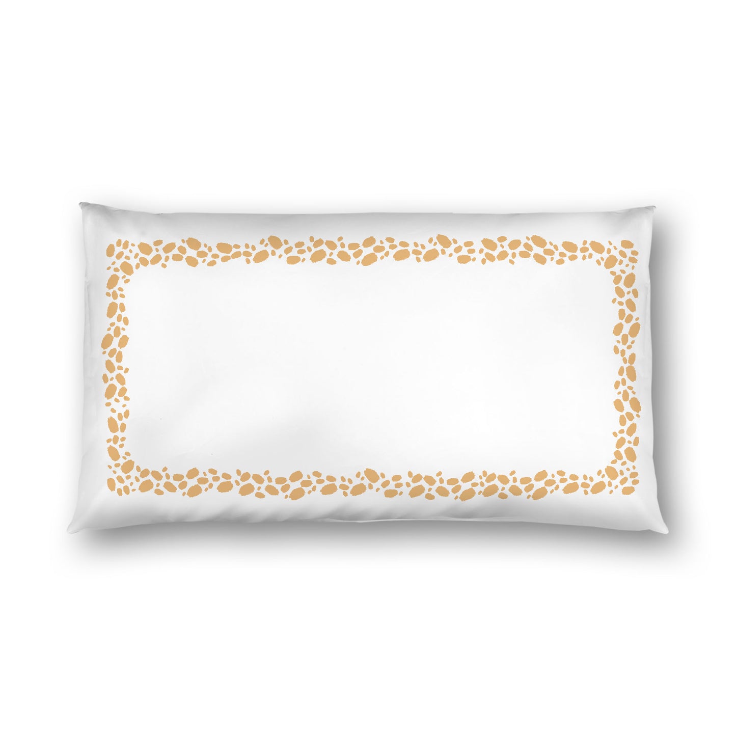 Off-white Cotton Sateen Pillow Sham, Pale Orange Hand-painted Dab Motif Print, Classic Border, White Reverse Side, King - 20 x 36 inches
