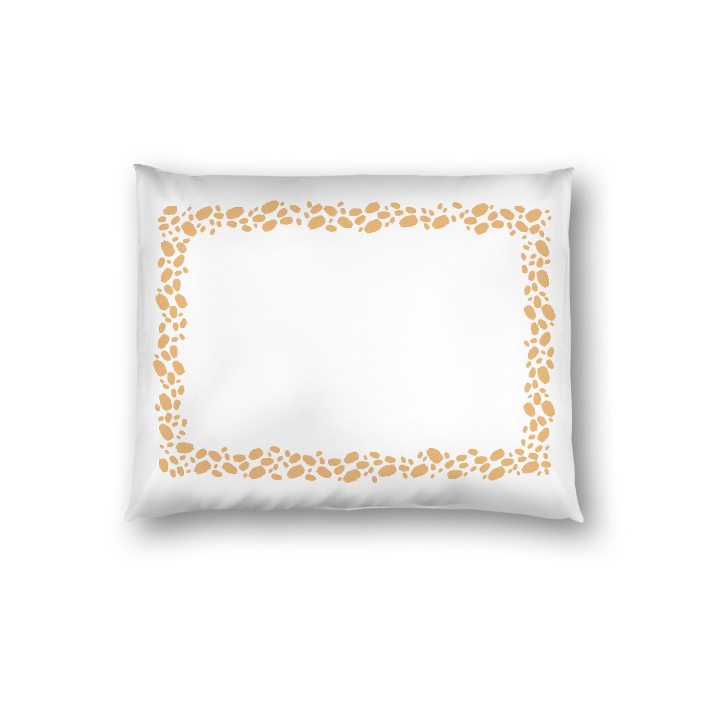 Off-white Cotton Sateen Pillow Sham, Pale Orange Hand-painted Dab Motif Print, Classic Border, White Reverse Side, Standard - 20 x 26 inches