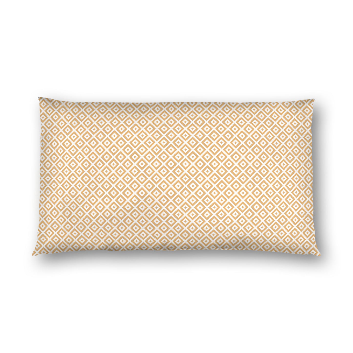 Off-white Cotton Sateen Pillow Sham, Pale Orange Repeating Square Motif Print, Off-white Revese Side, King - 20 x 36 inches