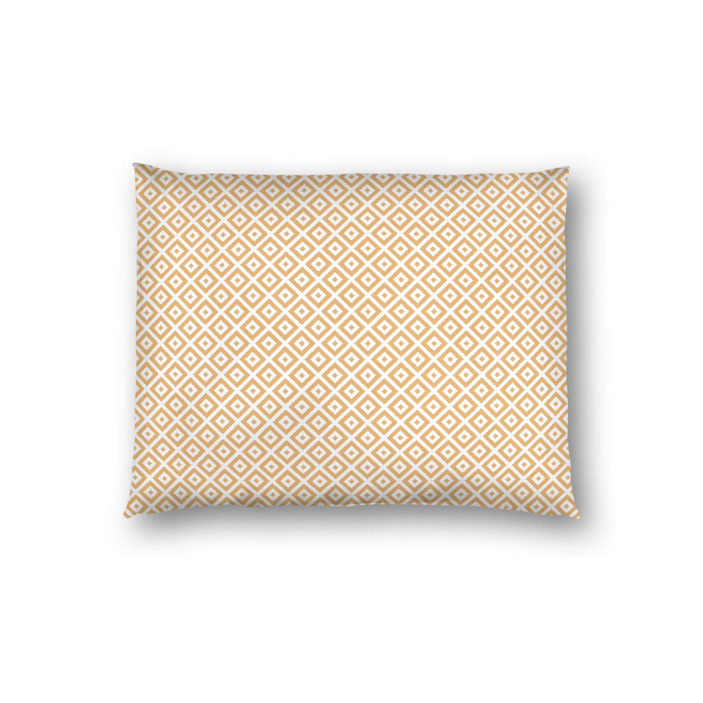 Off-white Cotton Sateen Pillow Sham, Pale Orange Repeating Square Motif Print, Off-white Revese Side, Standard - 20 x 26 inches