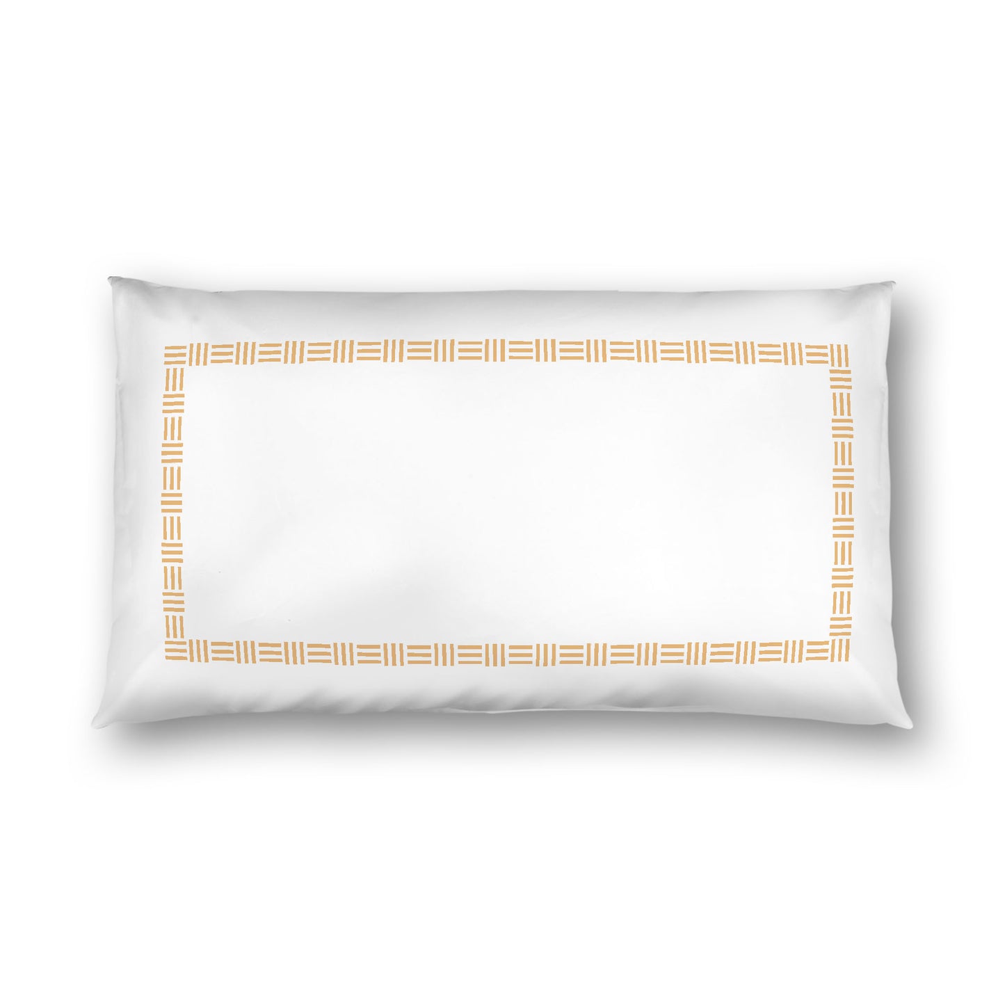 Off-white Cotton Sateen Pillow Sham, Pale Orange Single Weave Motif Print, Classic Border, White Reverse Side, King - 20 x 36 inches
