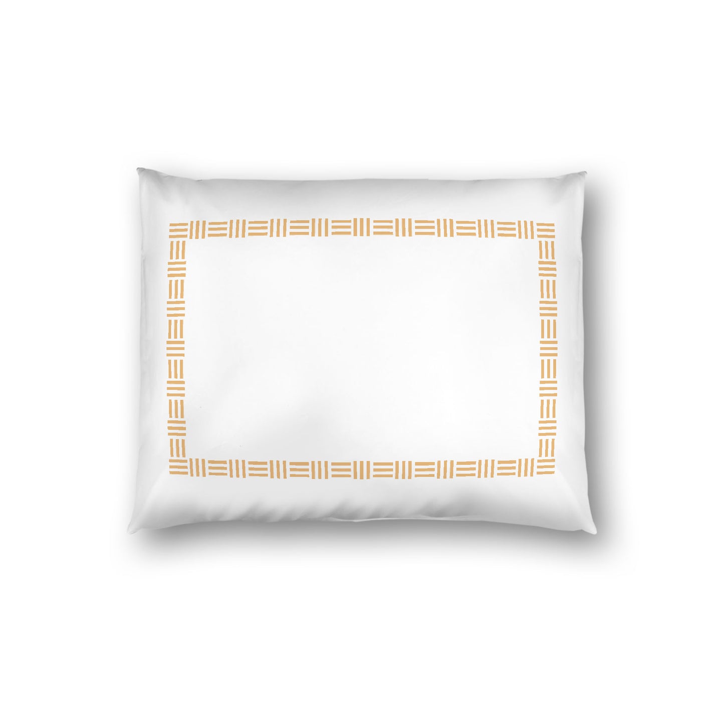 Off-white Cotton Sateen Pillow Sham, Pale Orange Single Weave Motif Print, Classic Border, White Reverse Side, Standard - 20 x 26 inches