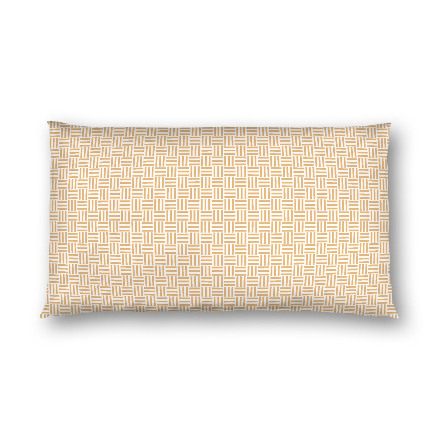 Off-white Cotton Sateen Pillow Sham, Pale Orange Single Weave Motif Print, White Reverse Side, King - 20 x 36 inches