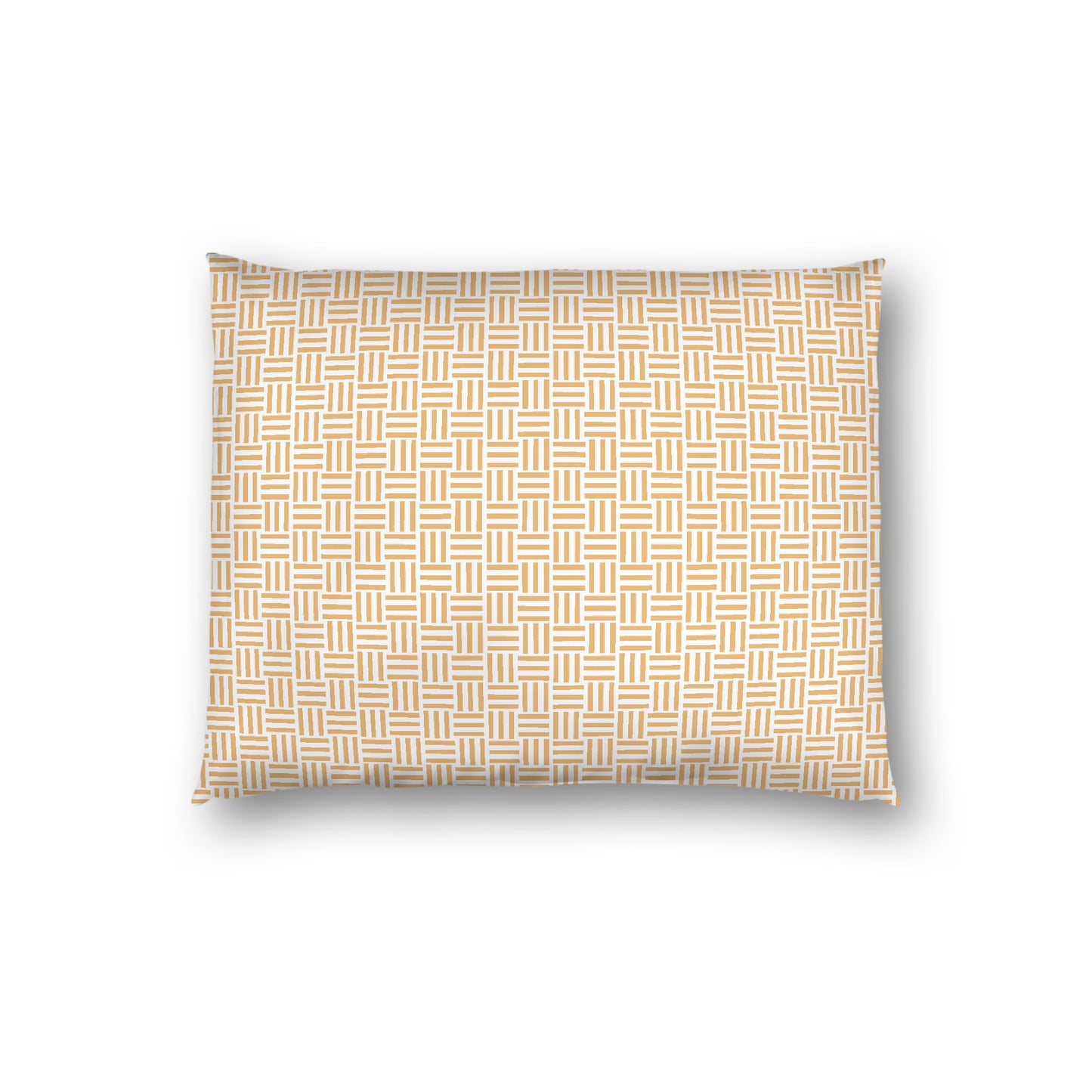 Off-white Cotton Sateen Pillow Sham, Pale Orange Single Weave Motif Print, White Reverse Side, Standard - 20 x 26 inches