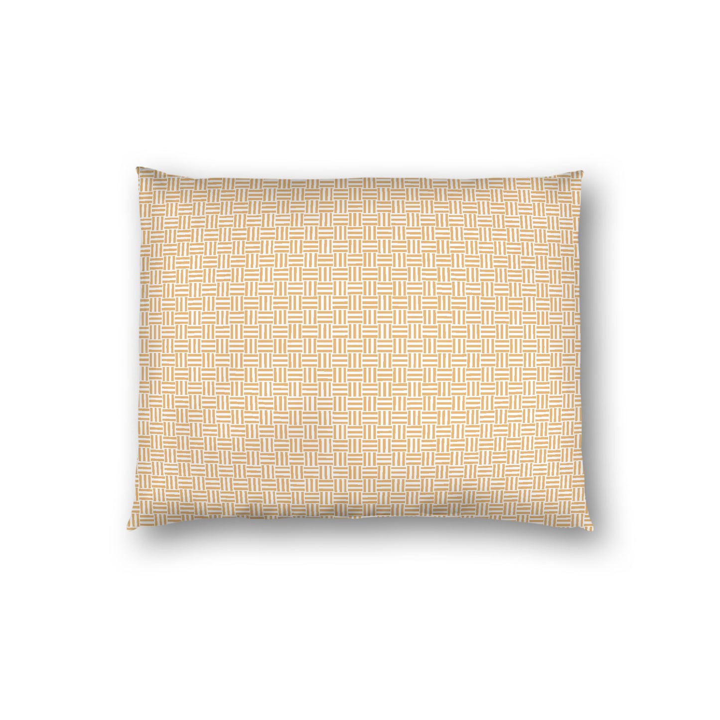 Off-white Cotton Sateen Pillow Sham, Pale Orange Double Weave Motif Print, White Reverse Side, Standard - 20 x 26 inches