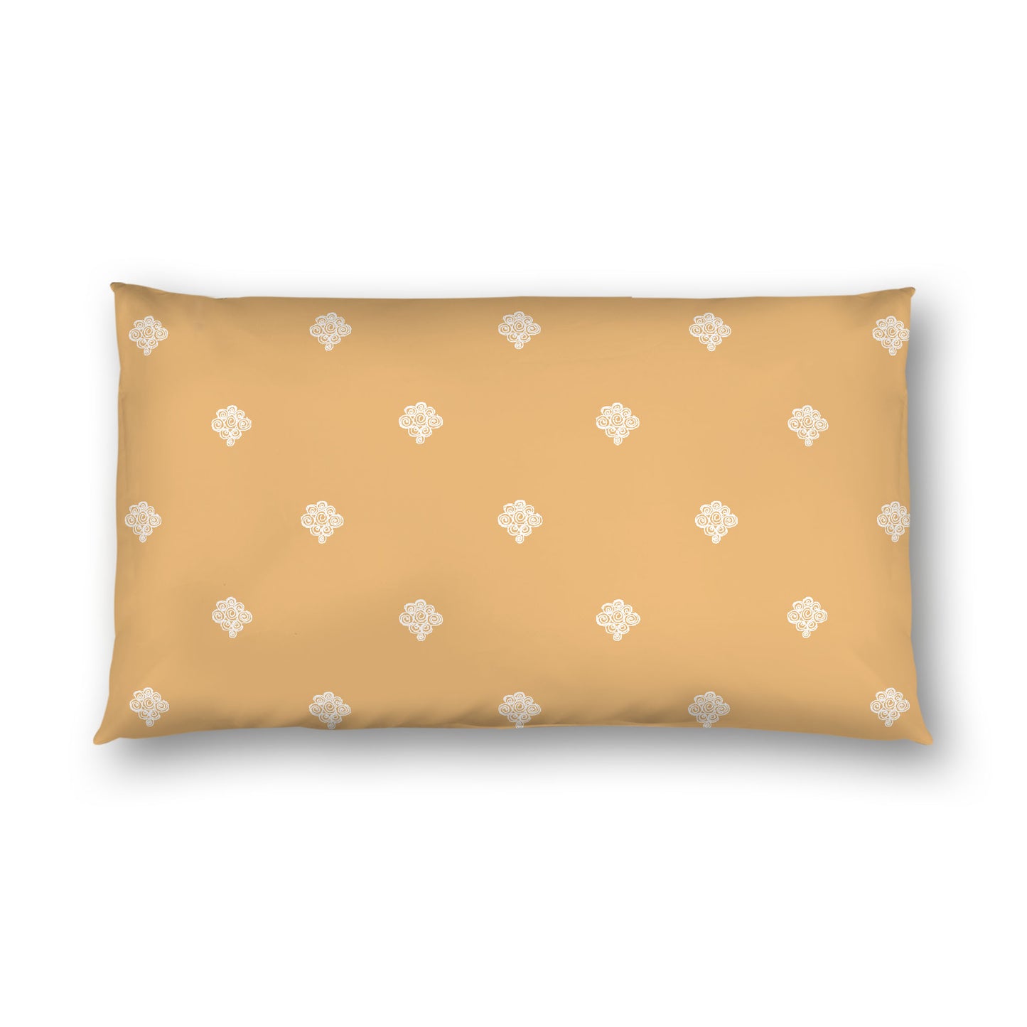 Pale Orange Cotton Sateen Pillow Sham, Off-white Hand-painted Swizzle Motif Print, White Reverse Side, King - 20 x 36 inches