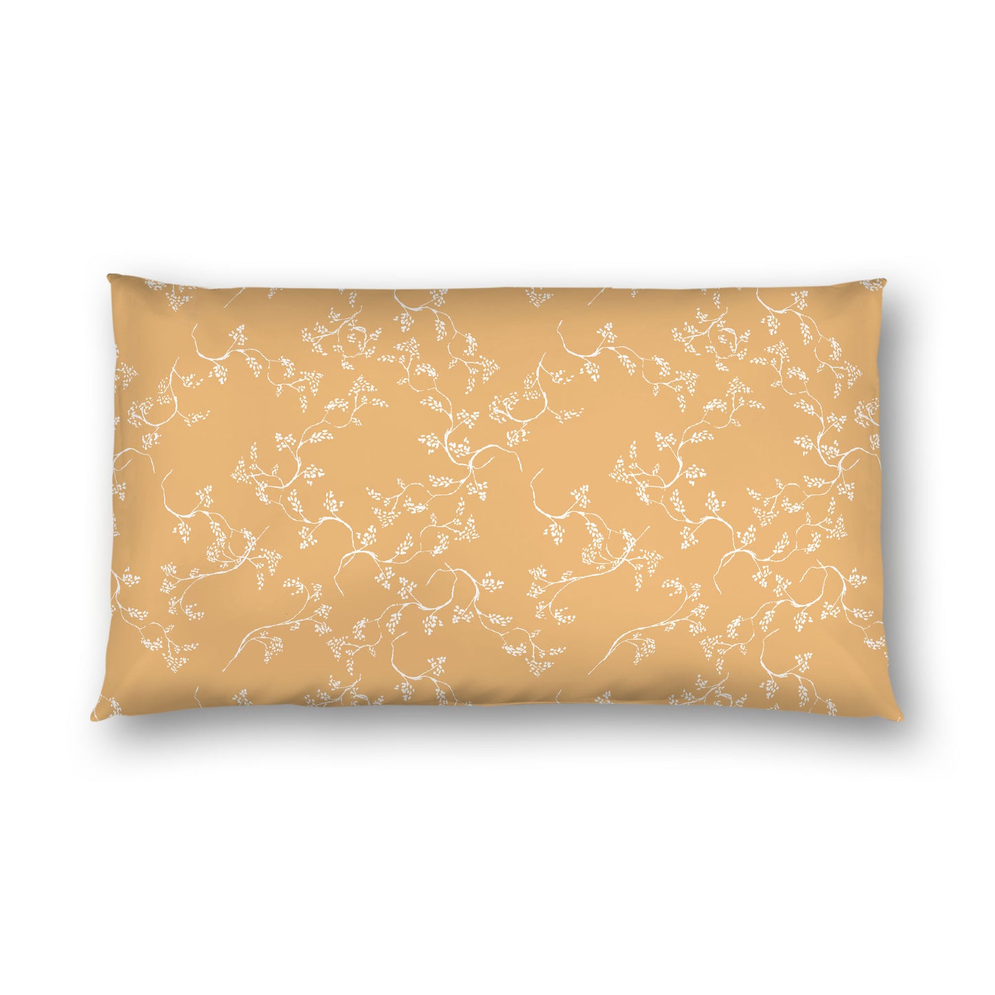 Pale Orange Cotton Sateen Pillow Sham, Off-white Vine Print on Front, White Reverse Side, King - 20 x 36 inches