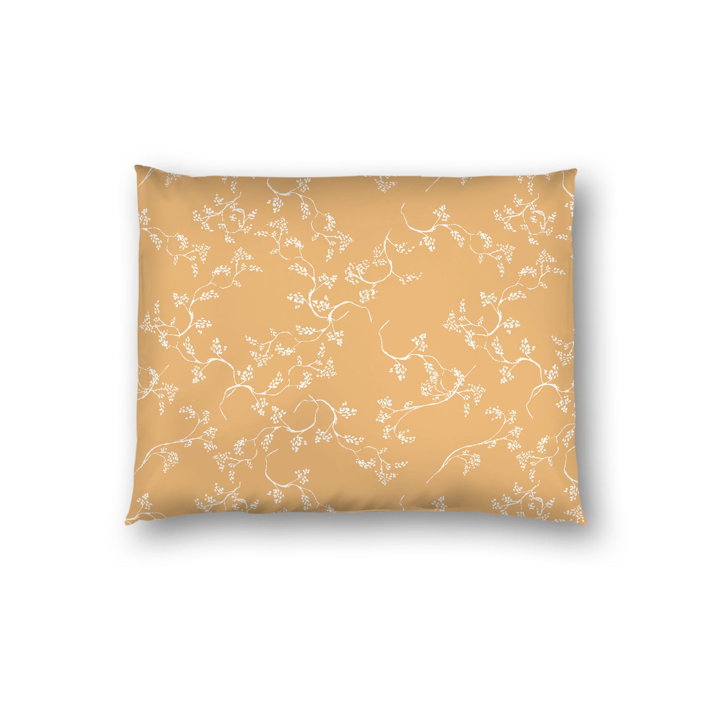Pale Orange Cotton Sateen Pillow Sham, Off-white Vine Print on Front, White Reverse Side, Standard - 20 x 26 inches