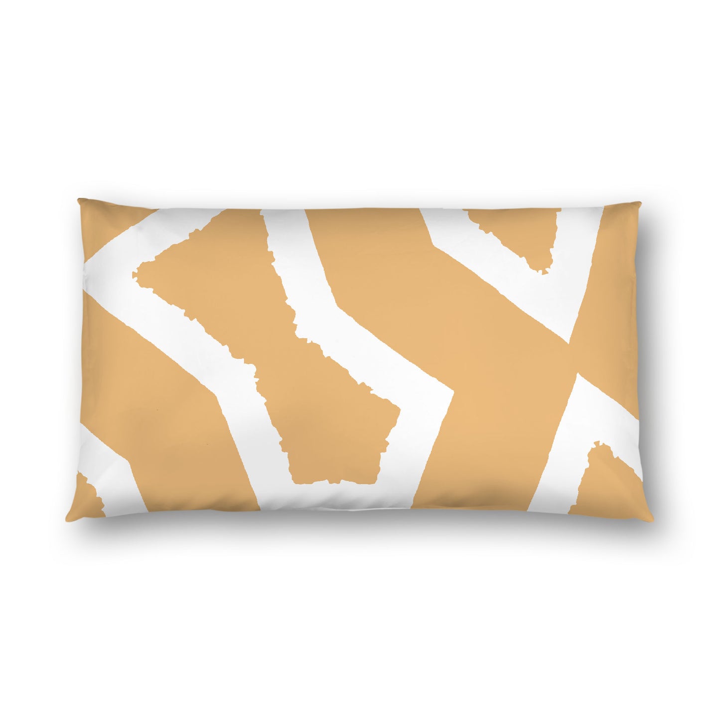 Pale Orange Cotton Sateen Sham, Bold Off-white Graphic on Front, White Reverse Side, King - 20 x 36 inches