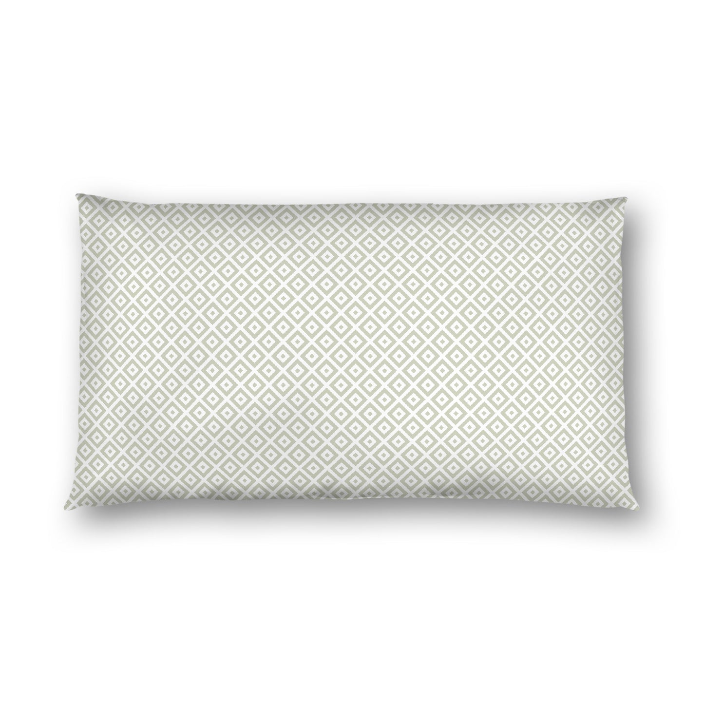 Off-white Cotton Sateen Pillow Sham, Pale Green Repeating Square Motif Print, Off-white Revese Side, King - 20 x 36 inches
