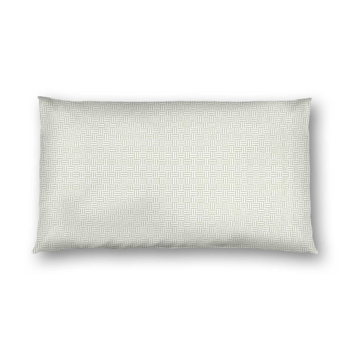 Off-white Cotton Sateen Pillow Sham, Pale Green Double Weave Motif Print, White Reverse Side, King - 20 x 36 inches