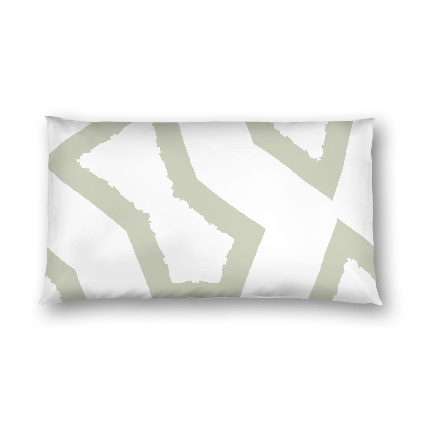 Off-white Cotton Sateen Sham, Bold Pale Green Graphic on Front, White Reverse Side, King - 20 x 36 inches