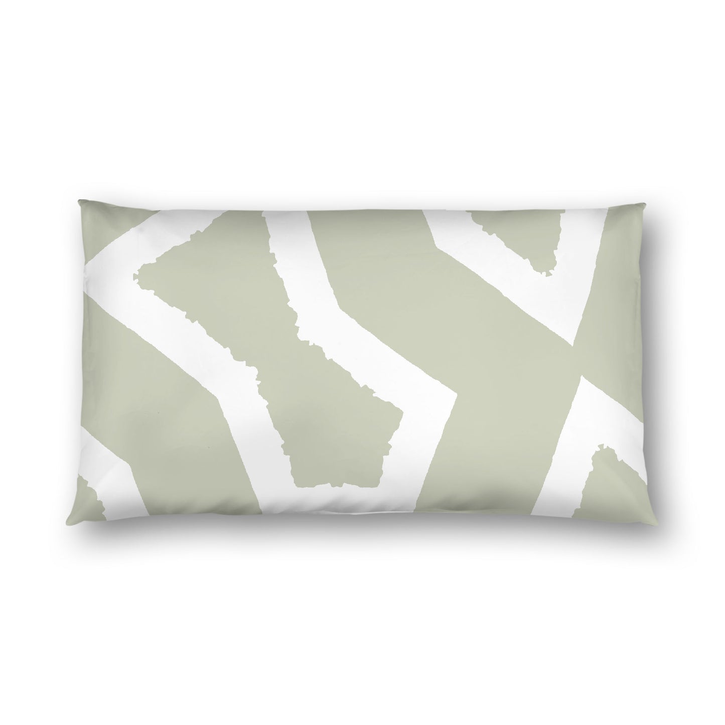 Pale Green Cotton Sateen Sham, Bold Off-white Graphic on Front, White Reverse Side, King - 20 x 36 inches