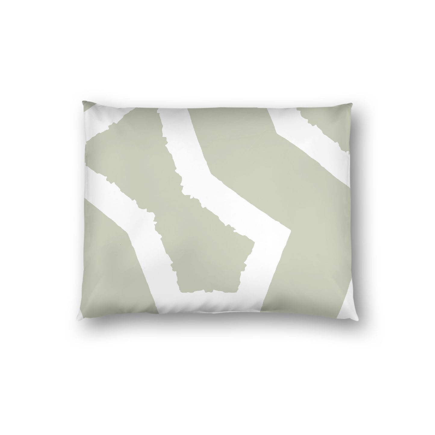 Pale Green Cotton Sateen Sham, Bold Off-white Graphic on Front, White Reverse Side, Standard - 20 x 26 inches