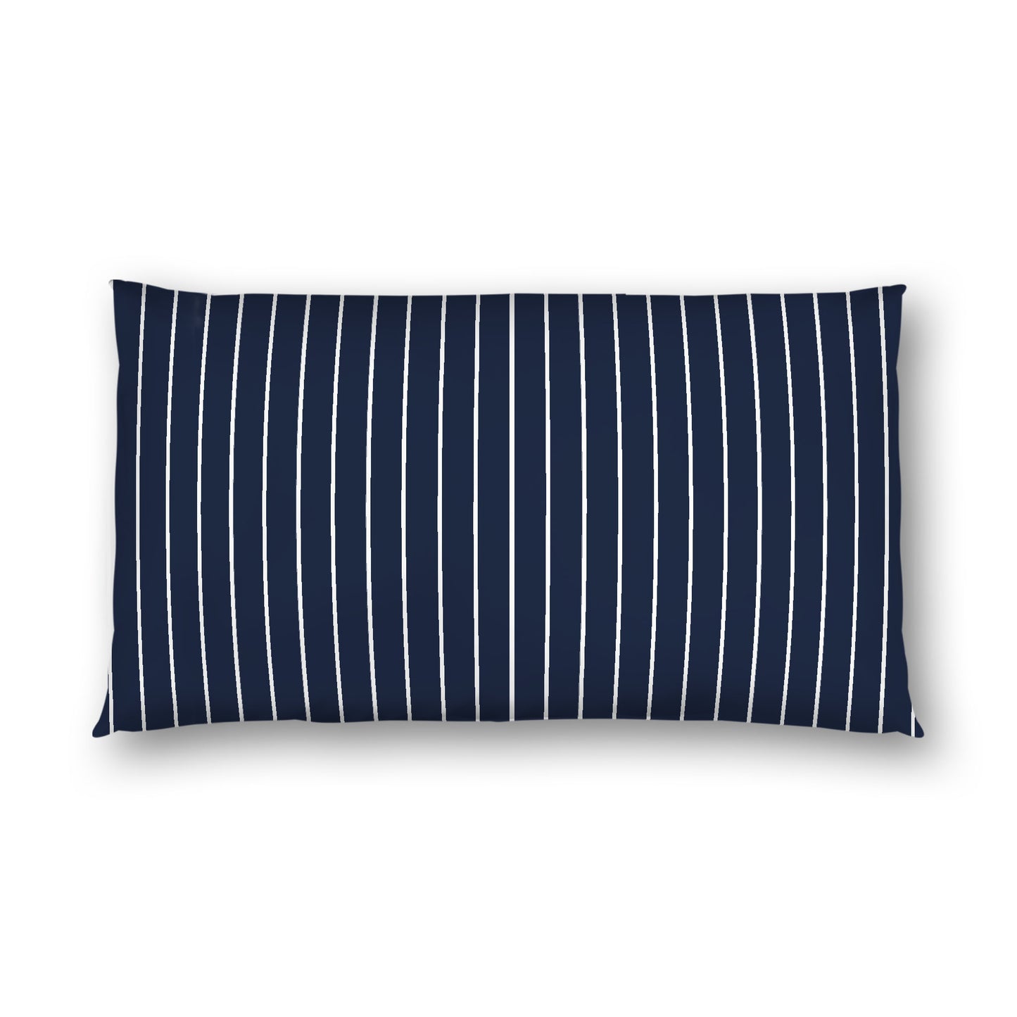 Navy Blue Cotton Sateen Sham, Off-white Stripes on Front, White Reverse Side, King - 20 x 36 inches