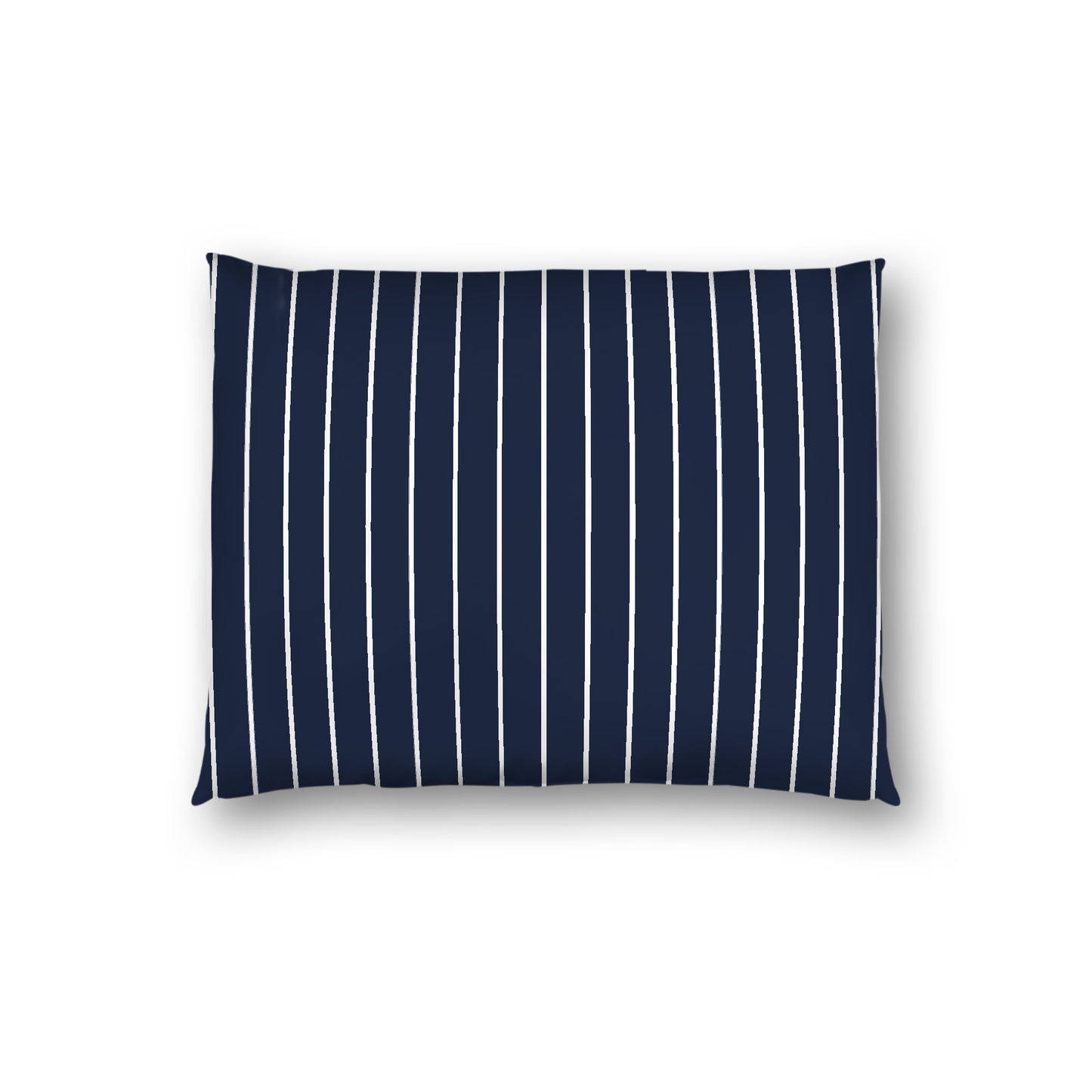 Navy Blue Cotton Sateen Sham, Off-white Stripes on Front, White Reverse Side, Standard - 20 x 26 inches