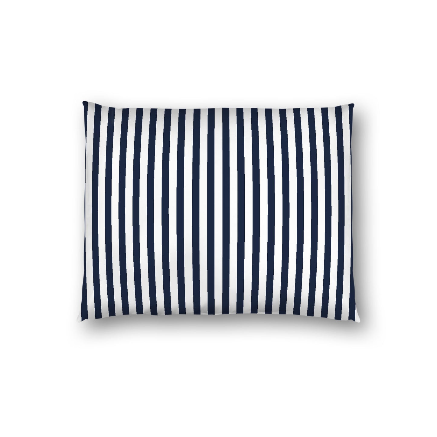 Off-white Cotton Sateen Sham, Thin Navy Blue Bars on Front, White Reverse Side, Standard - 20 x 26 inches