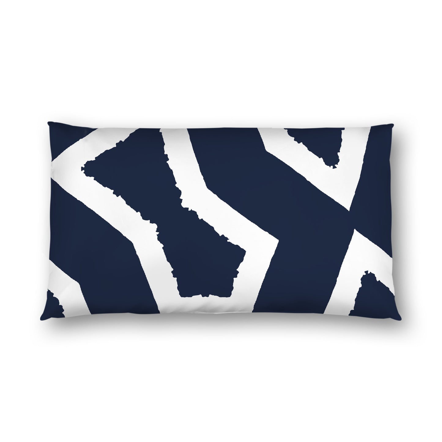 Navy Blue Cotton Sateen Sham, Bold Off-white Graphic on Front, White Reverse Side, King - 20 x 36 inches