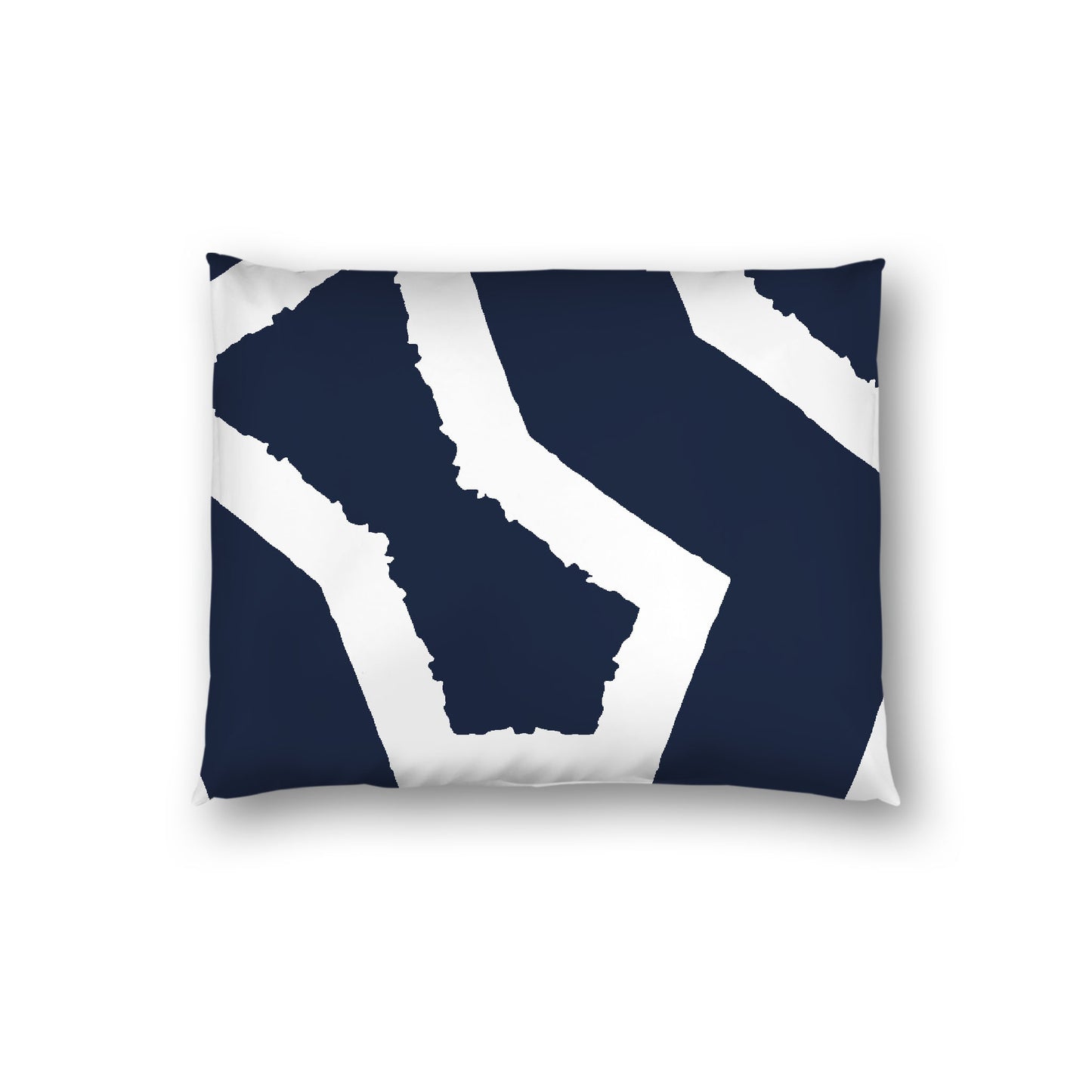 Navy Blue Cotton Sateen Sham, Bold Off-white Graphic on Front, White Reverse Side, Standard - 20 x 26 inches