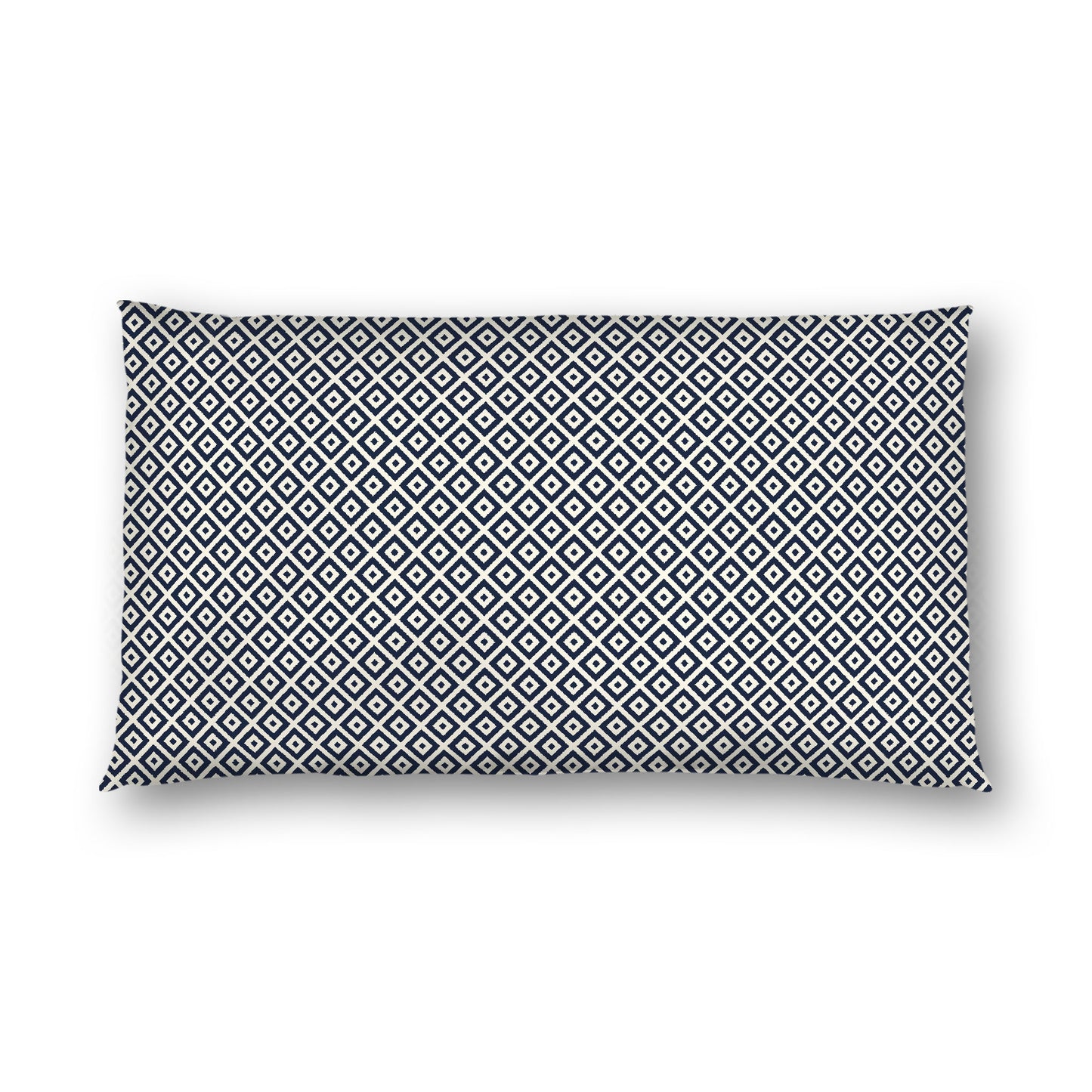 Pale Cream Cotton Sateen Pillow Sham, Navy Blue Repeating Square Motif Print, Pale Cream Revese Side, King - 20 x 36 inches