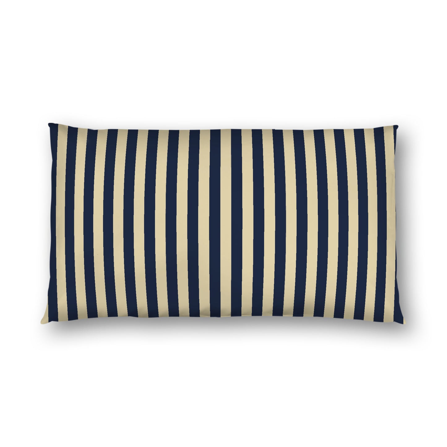Desert Sand Cotton Sateen Sham, Navy Blue Bars on Front, White Reverse Side, King - 20 x 36 inches