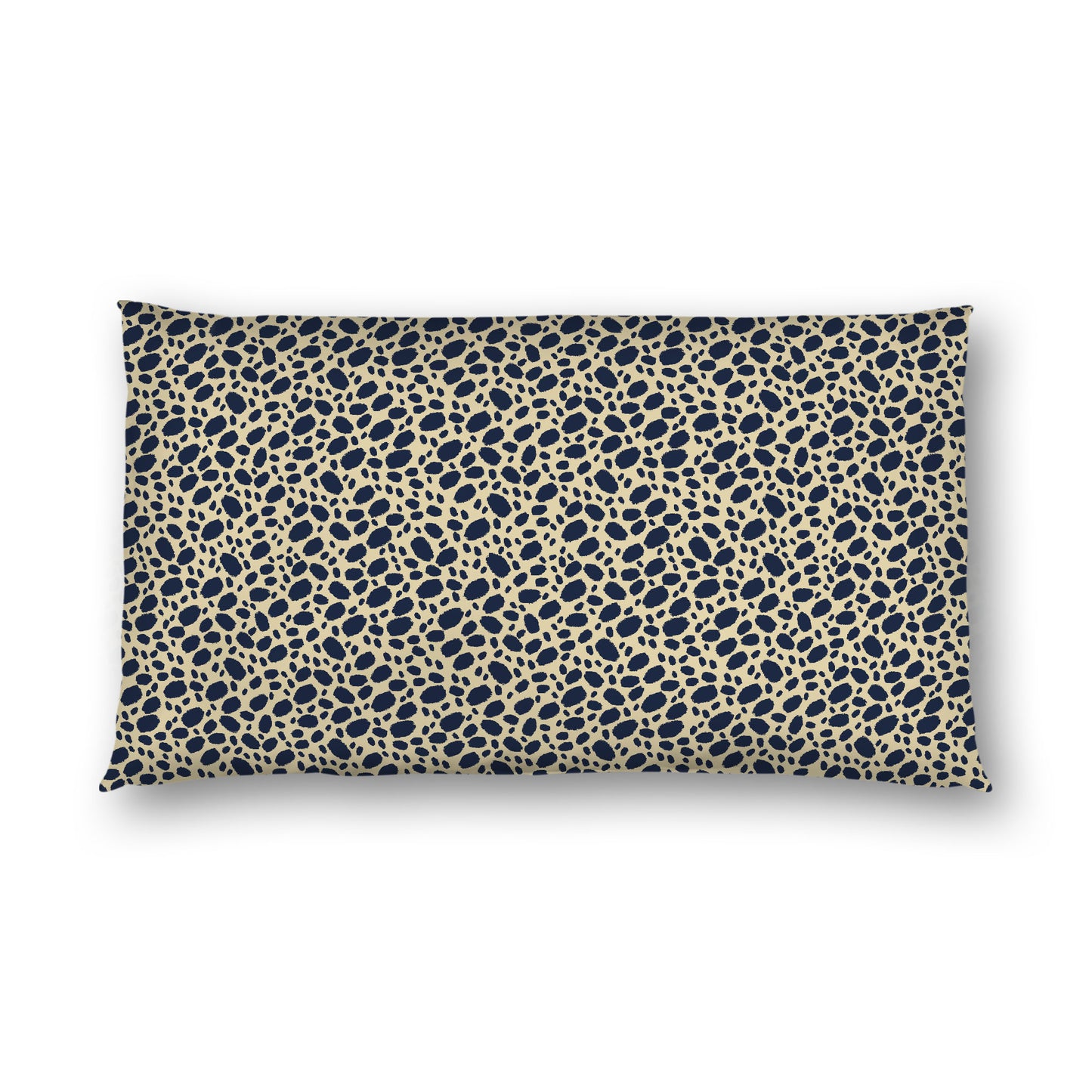 Desert Sand Cotton Sateen Pillow Sham, Navy Blue Hand-painted Dab Motif Print, Desert Sand Revese Side, King - 20 x 36 inches