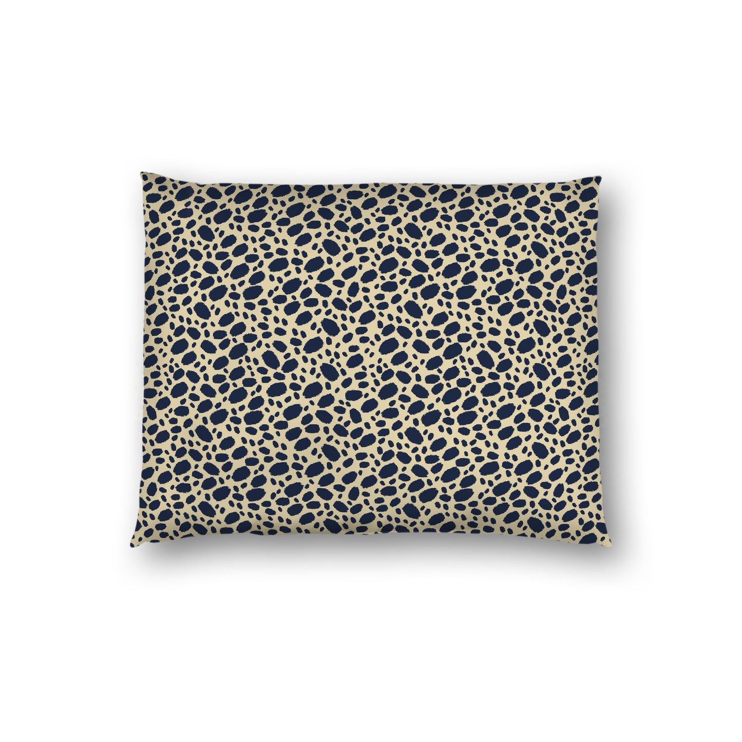 Desert Sand Cotton Sateen Pillow Sham, Navy Blue Hand-painted Dab Motif Print, Desert Sand Revese Side, Standard - 20 x 26 inches