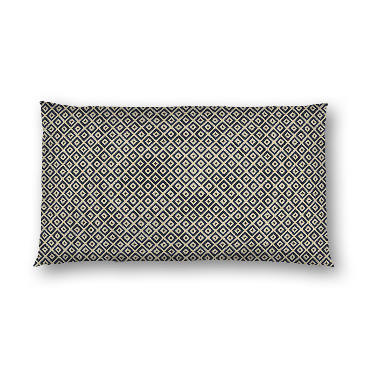 Desert Sand Cotton Sateen Pillow Sham, Navy Blue Repeating Square Motif Print, Desert Sand Revese Side, King - 20 x 36 inches