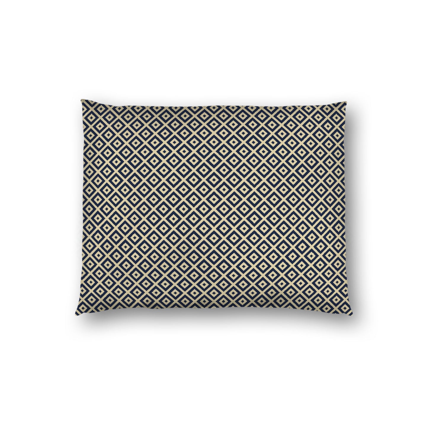 Desert Sand Cotton Sateen Pillow Sham, Navy Blue Repeating Square Motif Print, Desert Sand Revese Side, Standard - 20 x 26 inches