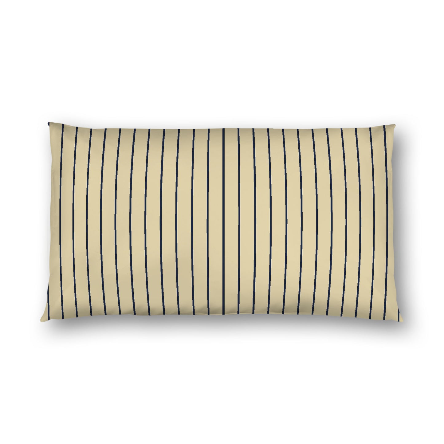 Desert Sand Cotton Sateen Sham, Navy Blue Stripes on Front, White Reverse Side, King - 20 x 36 inches