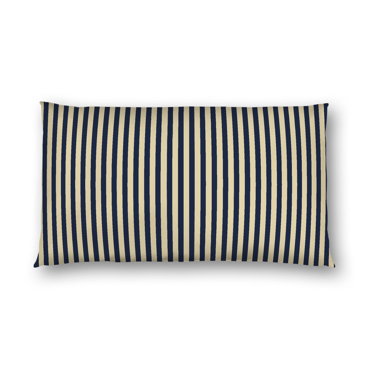 Desert Sand Cotton Sateen Sham, Thin Navy Blue Bars on Front, White Reverse Side, King - 20 x 36 inches