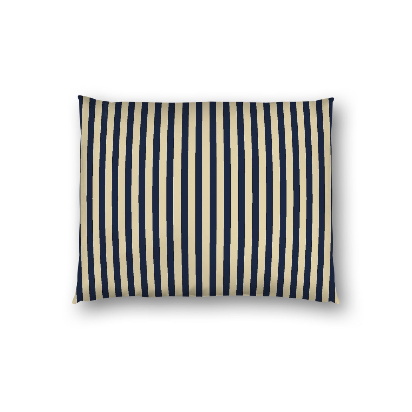 Desert Sand Cotton Sateen Sham, Thin Navy Blue Bars on Front, White Reverse Side, Standard - 20 x 26 inches