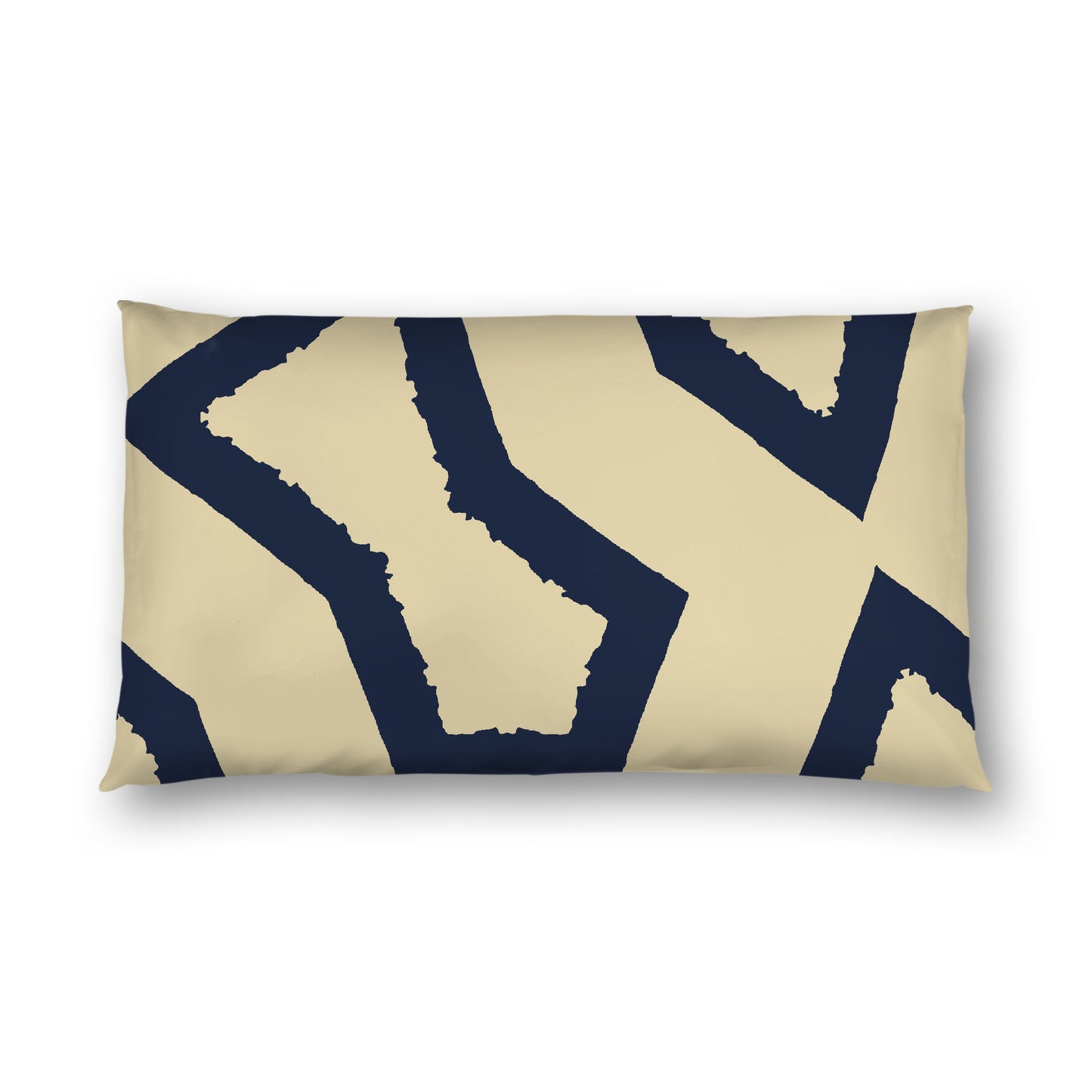 Desert Sand Cotton Sateen Sham, Bold Navy Blue Graphic on Front, White Reverse Side, King - 20 x 36 inches
