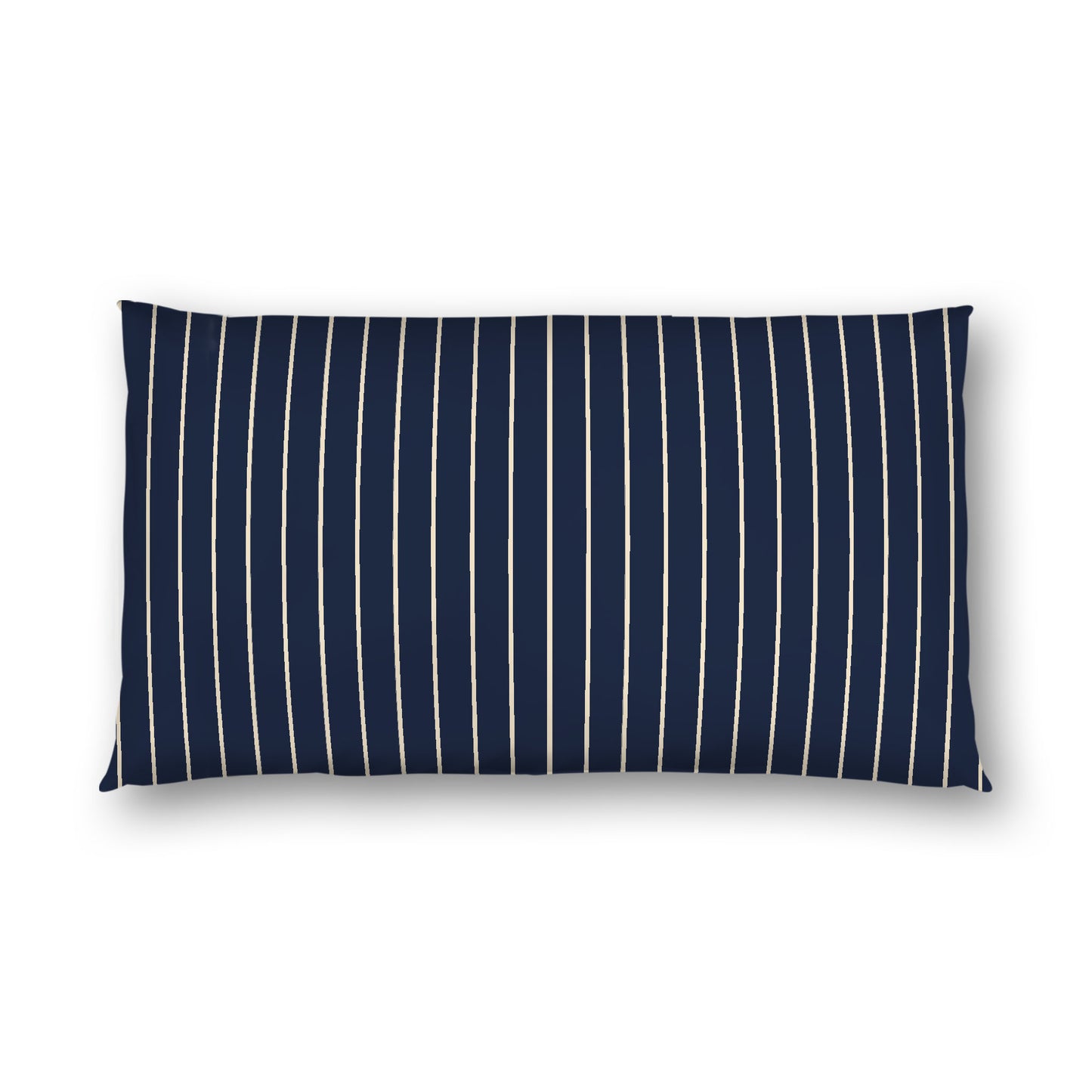 Navy Blue Cotton Sateen Sham, Beige Stripes on Front, White Reverse Side, King - 20 x 36 inches