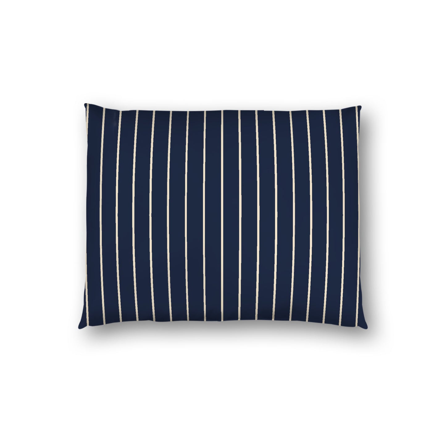Navy Blue Cotton Sateen Sham, Beige Stripes on Front, White Reverse Side, Standard - 20 x 26 inches