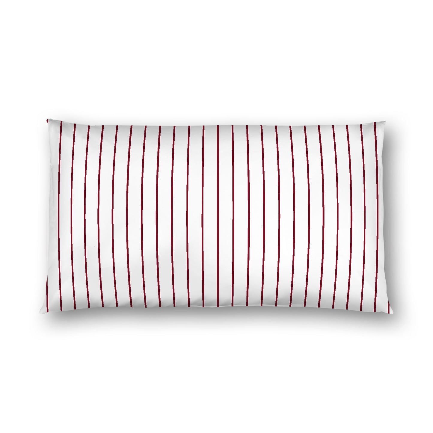 Off-White Cotton Sateen Sham, Burgundy Red Stripes on Front, White Reverse Side, King (width x length) 20 x 36 inches / 51 x 91 cm