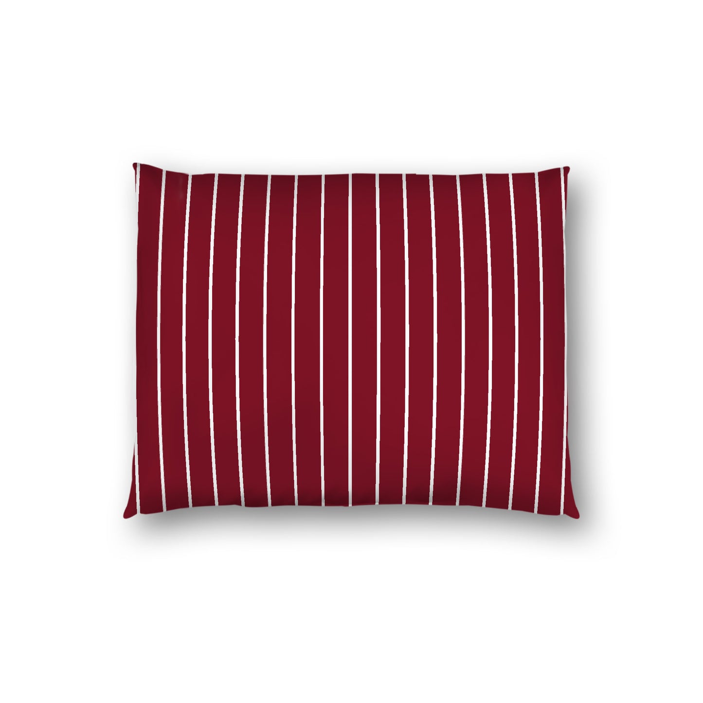 Burgundy Red Cotton Sateen Sham, Off-White Stripes on Front, White Reverse Side, Standard (width x length) 20 x 26 inches / 51 x 66 cm